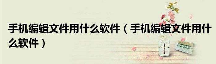 手机编辑文件用什么软件（手机编辑文件用什么软件）