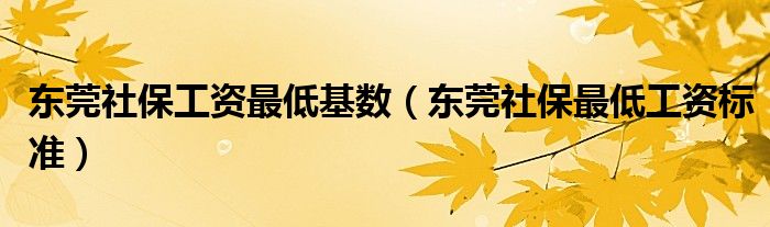 东莞社保工资最低基数（东莞社保最低工资标准）